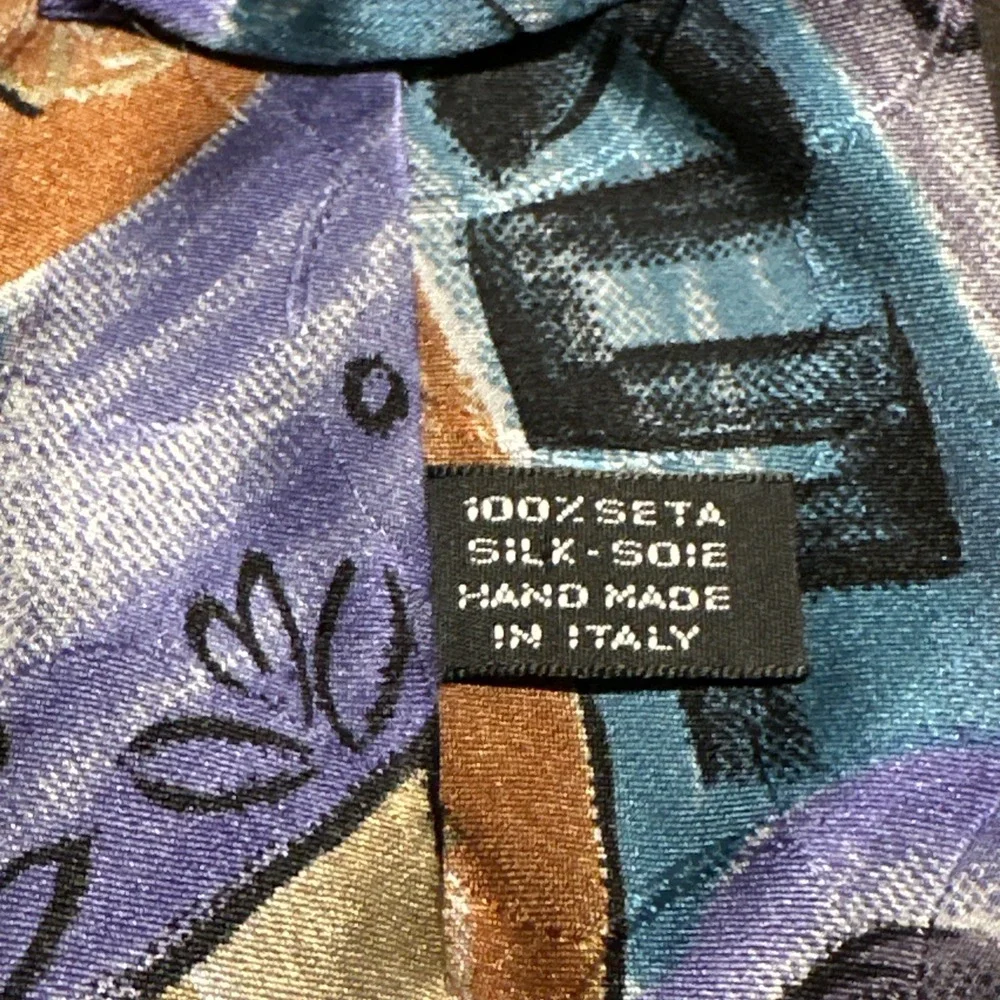 LDM MEN'S 100% SILK TIE‎ LONG NECKTIE ART DECO WILD HAND MADE ITALY 61